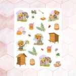 Cartela de Adesivos Urso Apicultor 12x15cm KIMO ADESIVOS