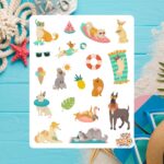 Cartela de Adesivos Doguinhos de Verão 12x15cm KIMO ADESIVOS