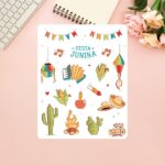 Cartela de Adesivos Festa Junina I 12x15cm KIMO ADESIVOS