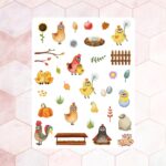 Cartela de Adesivos Galinhas Fofinhas 12x15cm KIMO ADESIVOS