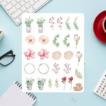 Cartela de Adesivos Flores e Eucaliptos 12x15cm KIMO ADESIVOS