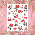 Cartela de Adesivos Love Panda 12x15cm KIMO ADESIVOS