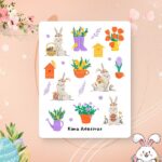 Cartela de Adesivos Coelho e Primavera 12x15 KIMO ADESIVOS