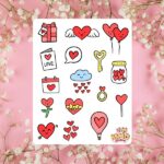 Cartela de Adesivos Love Doodles 12x15cm KIMO ADESIVOS