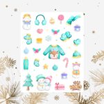 Cartela de Adesivos Natal Turquesa 12x15cm KIMO ADESIVOS