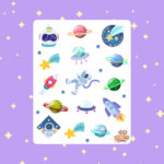 Cartela de Adesivos Outer Space 12x15cm KIMO ADESIVOS