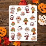 Cartela de Adesivos Esqueleto Zumbi e Múmia 12x15cm KIMO ADESIVOS