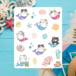 Cartela de Adesivos Gatinha Sereia 12x15cm KIMO ADESIVOS