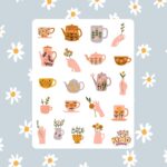 Cartela de Adesivos Flower Teacup 12x15cm KIMO ADESIVOS