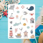 Cartela de Adesivos Vida Marinha 12x15cm KIMO ADESIVOS