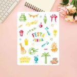 Cartela de Adesivos Festa Junina II 12x15cm KIMO ADESIVOS