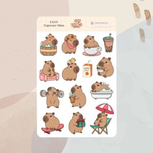 Cartela de Adesivos Capivara Vibes K1019 8x12cm KIMO ADESIVOS