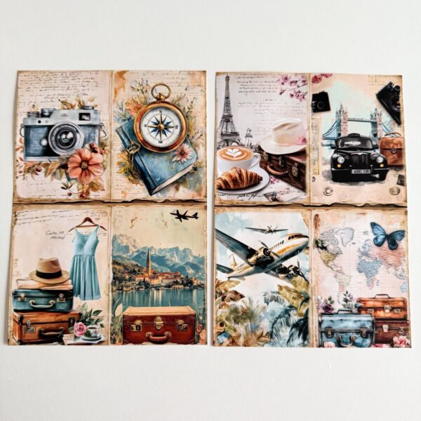 Pack de Colagens Old Travel A5 c/ 16 Papéis Decorados KIMO ADESIVOS - Imagem 3