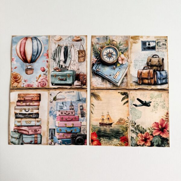 Pack de Colagens Old Travel A5 c/ 16 Papéis Decorados KIMO ADESIVOS - Imagem 4