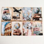 Pack de Colagens Old Travel A5 c/ 16 Papéis Decorados KIMO ADESIVOS - Imagem 2