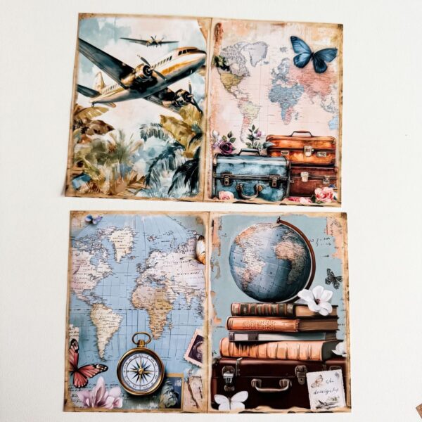 Pack de Colagens Old Travel A5 c/ 16 Papéis Decorados KIMO ADESIVOS - Imagem 5
