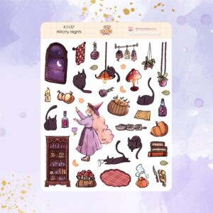 Cartela de Adesivos Witchy Nights K1137 12x15cm KIMO ADESIVOS