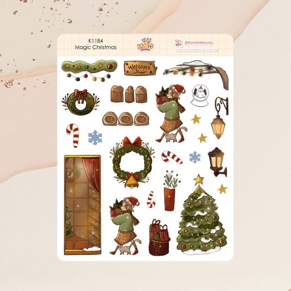 Cartela de Adesivos Magic Christmas K1184 12x15cm KIMO ADESIVOS - Imagem 1