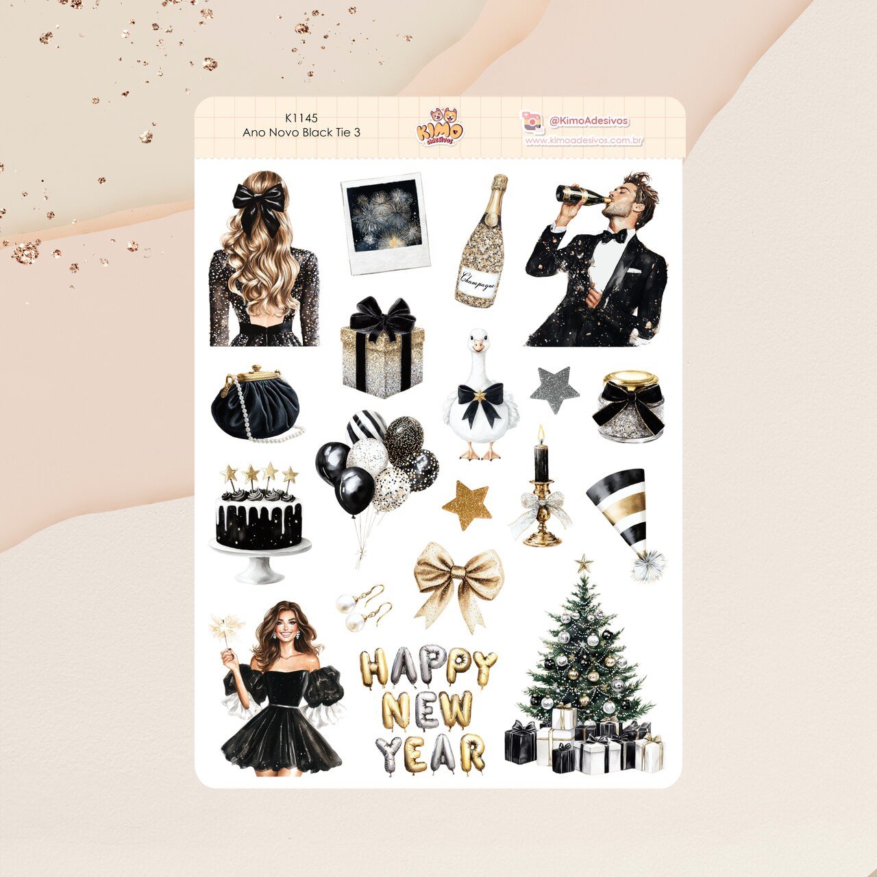 20b614ad84cad35d303c92ede7e3b8a1.jpg Cartela de Adesivos Ano Novo Black Tie 3 K1145 A5 KIMO ADESIVOS - Imagem 1