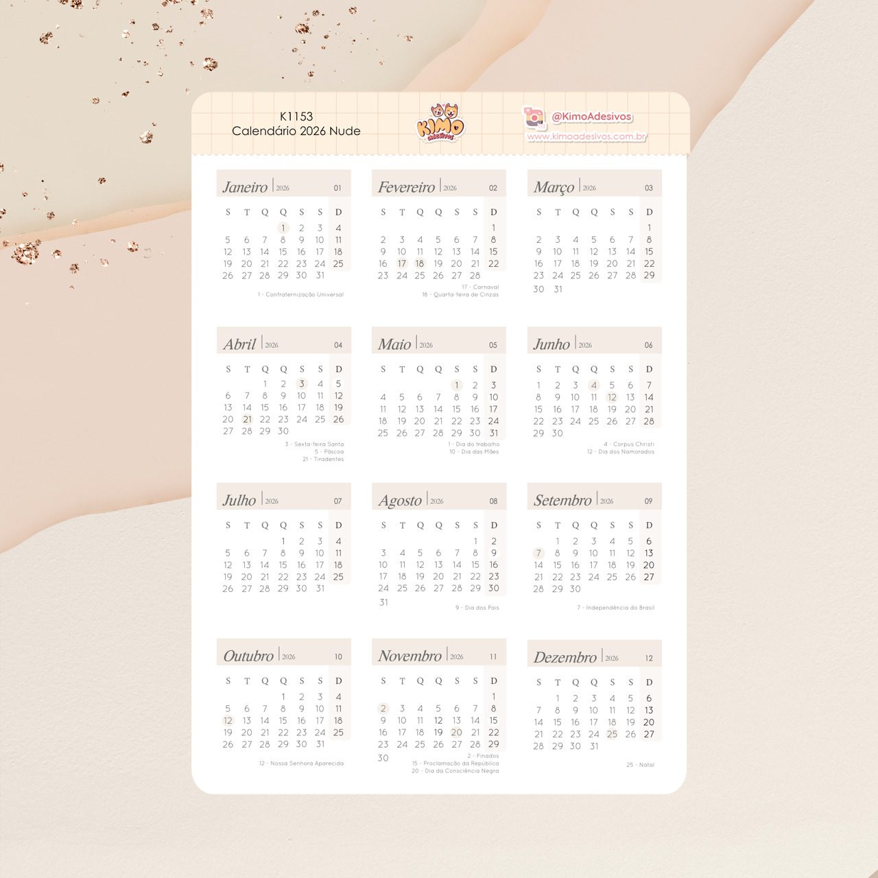 54a4f9f0994bfa21f488ac16357669f6.jpg Cartela de Adesivos Calendário 2026 Nude K1153 A5 KIMO ADESIVOS - Imagem 1