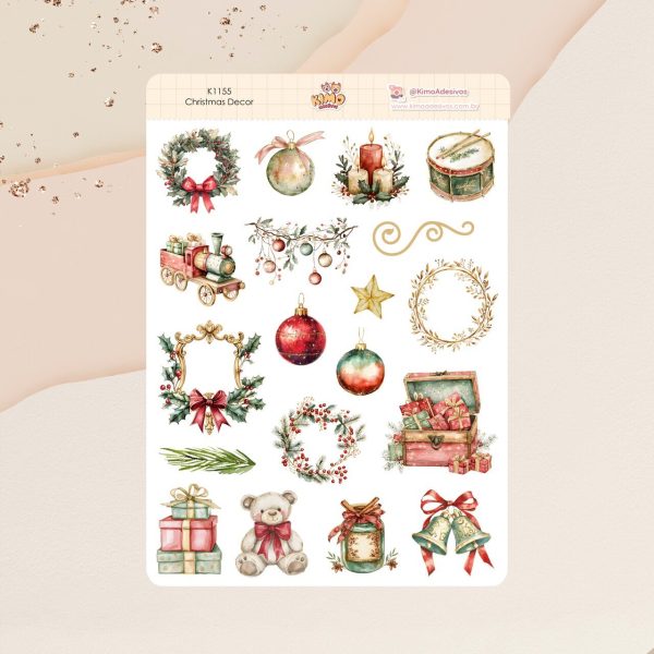 Cartela de Adesivos Christmas Decor K1155 A5 KIMO ADESIVOS - Imagem 1