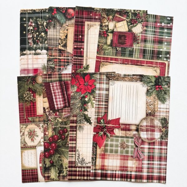Pack de Colagens Natal Vintage A5 c/ 16 Papéis Decorados KIMO ADESIVOS - Imagem 1
