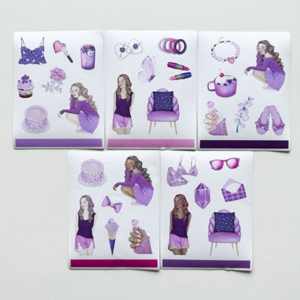 Kit de Adesivos Lilac c/ 5 Cartelas 10x13cm KIMO ADESIVOS - Imagem 1
