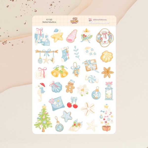 Cartela de Adesivos Natal Náutico K1163 A5 KIMO ADESIVOS - Imagem 1