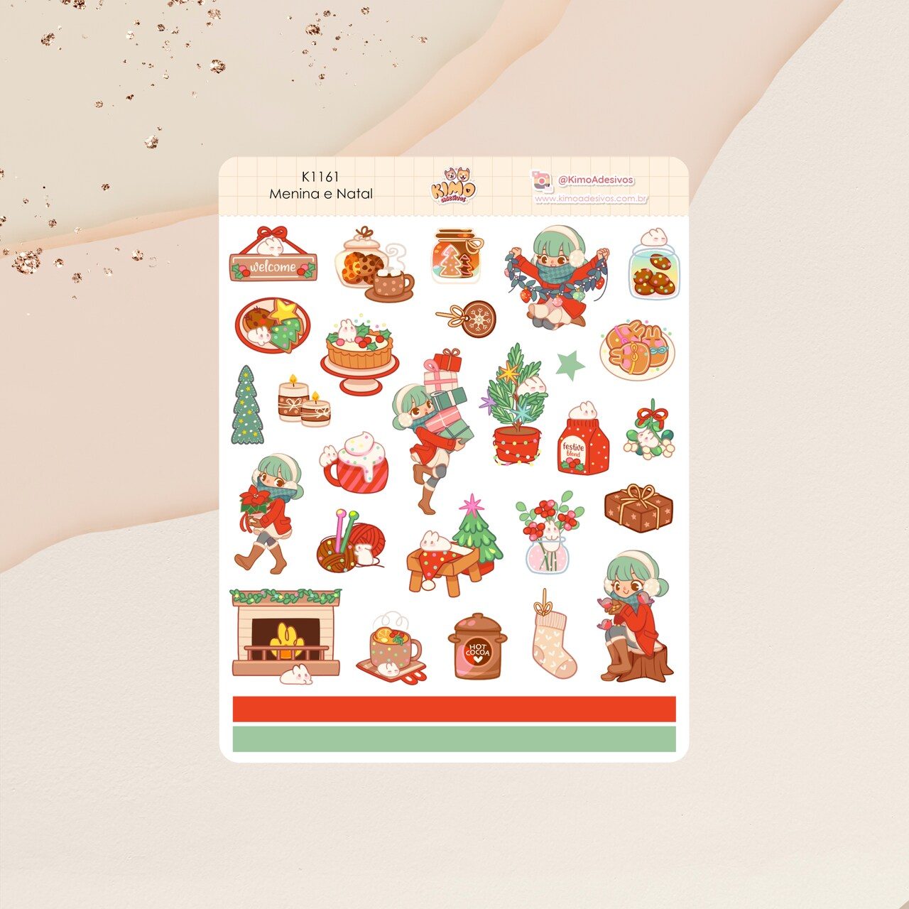 b31d3b121be5244b49ea1d3f441d1e77.jpg Cartela de Adesivos Menina e Natal K1161 12x15cm KIMO ADESIVOS - Imagem 1