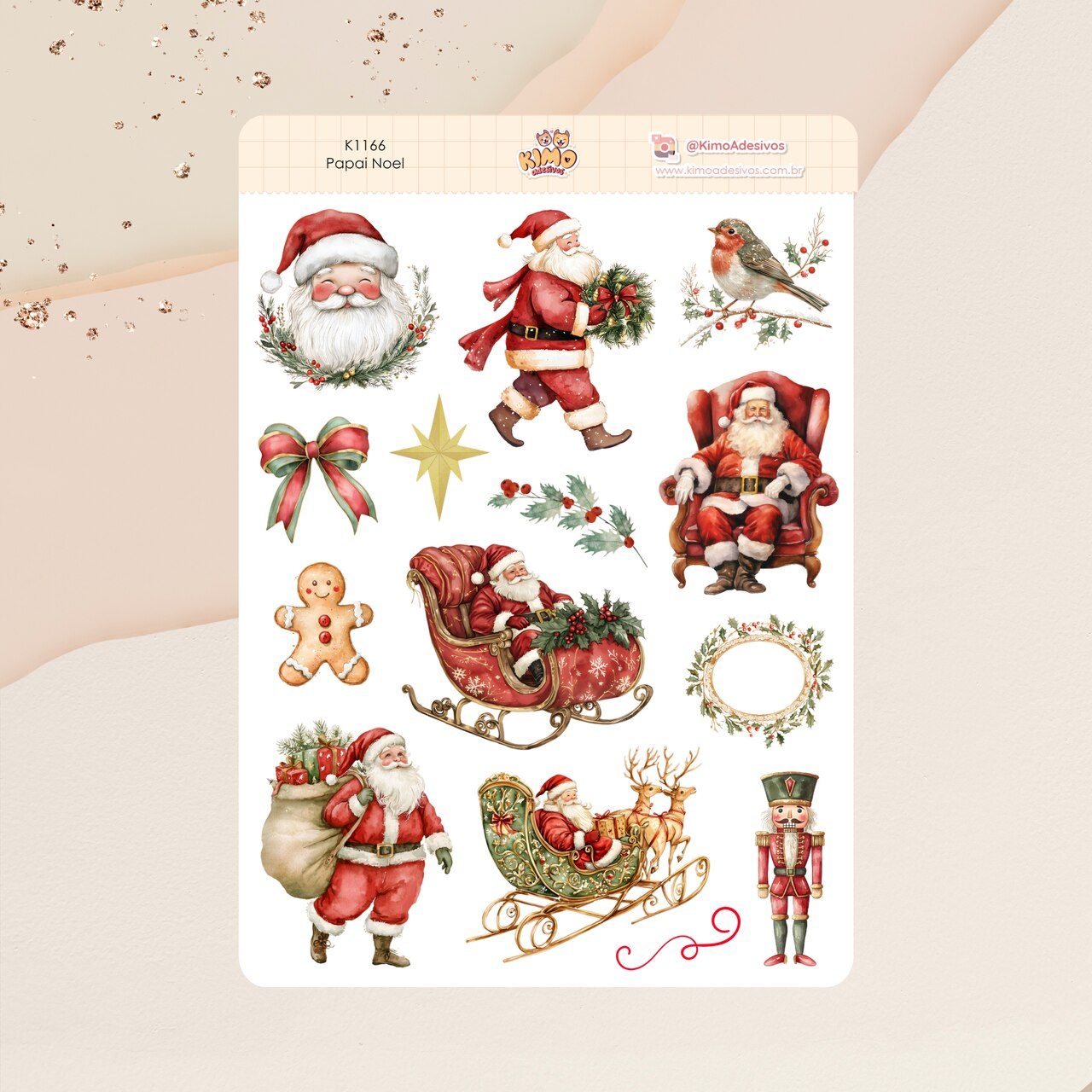 dd46573d60e1928de9f3f17ca7027206.jpg Cartela de Adesivos Papai Noel K1166 A5 KIMO ADESIVOS - Imagem 1