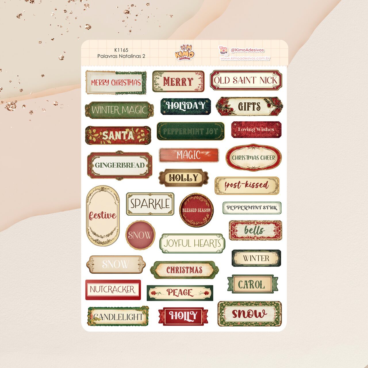 eaf79d7154616774f19177070e74cf8d.jpg Cartela de Adesivos Palavras Natalinas 2 K1165 A5 KIMO ADESIVOS - Imagem 1
