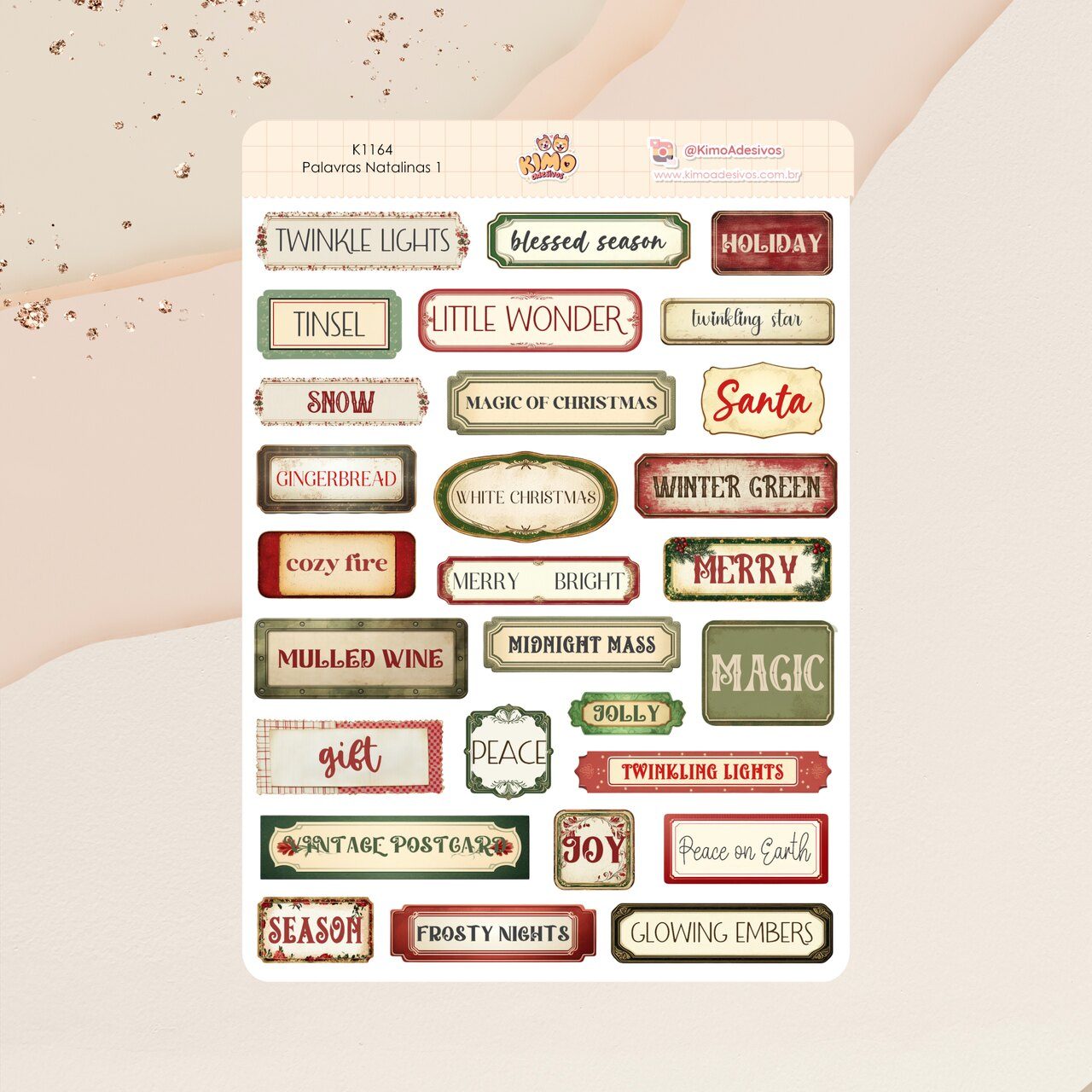 ed7fcc9a7c98479716f9fa075c32fa81.jpg Cartela de Adesivos Palavras Natalinas 1 K1164 A5 KIMO ADESIVOS - Imagem 1